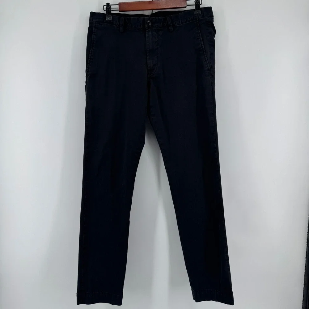 Polo Ralph Lauren Chino Pants Mens 33x32 Black Slim Stretch Cotton Trousers